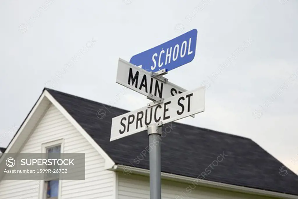 Intersection of Main, Spruce and School streets, Rising City, Nebraska