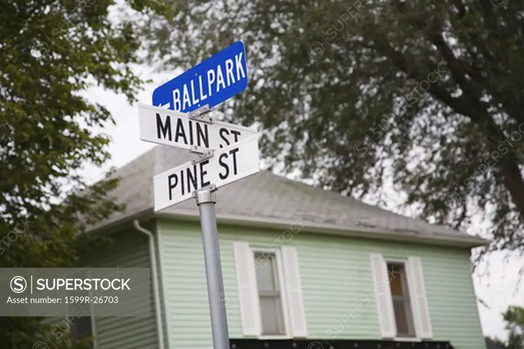 Intersection of Main, Pine and Ballpark streets, Rising City, Nebraska