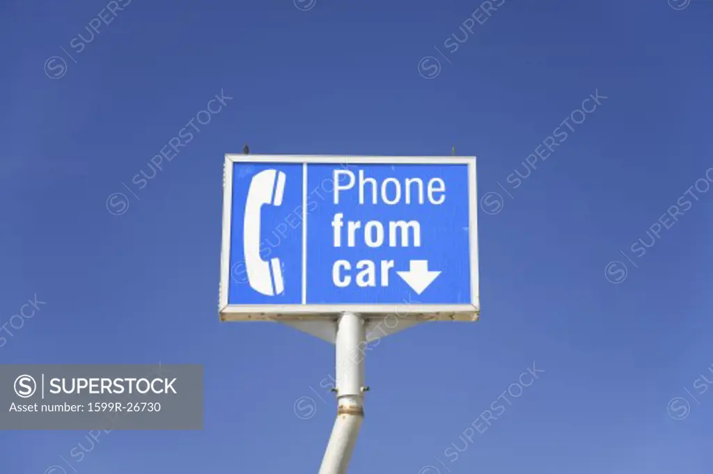 A sign reading Phone from car, Nebraska