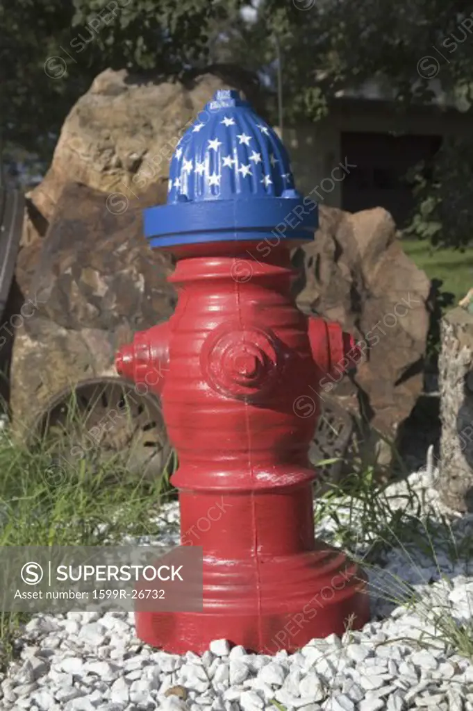 Red, white and blue fire hydrant, Nebraska