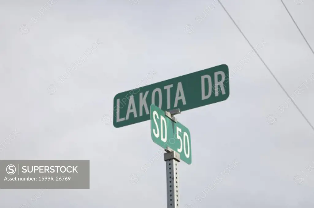 Road sign for Lakota (Sioux) Indians, South Dakota