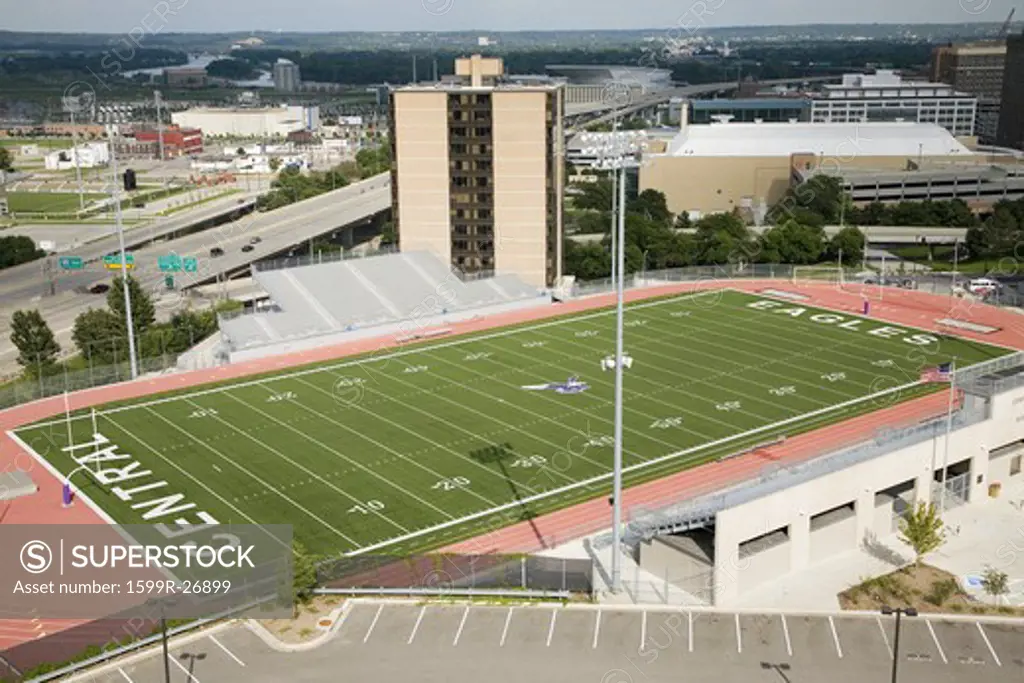 Aerial view of Creighton University Morrison Football Stadium in Omaha, Nebraska