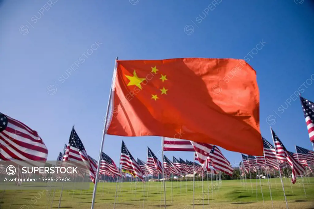 Chinese flag among 3000 Flags, September 11, 2009, Malibu CA