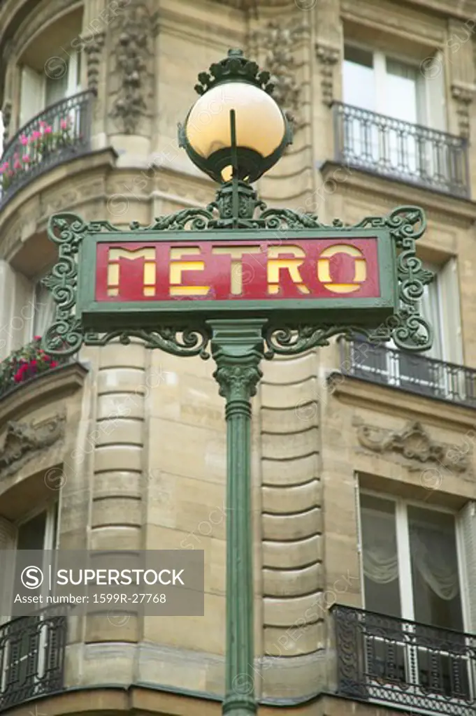Vintage Metro Sign, Paris, France