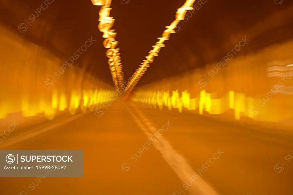 Lights inside tunnel, Nice, France