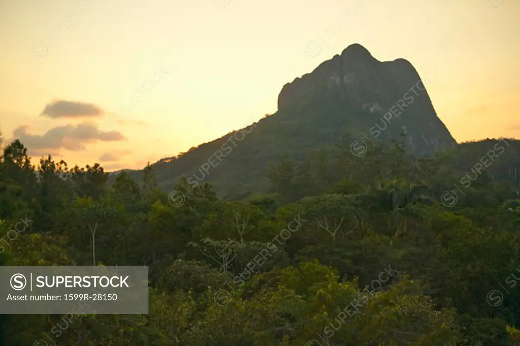 Sunset of mountain that looks like a face in the Valle de Viñales, in central Cuba