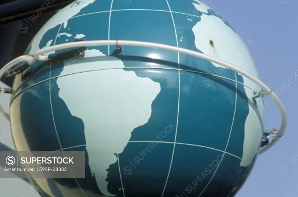 Huge earth globe statue, CA