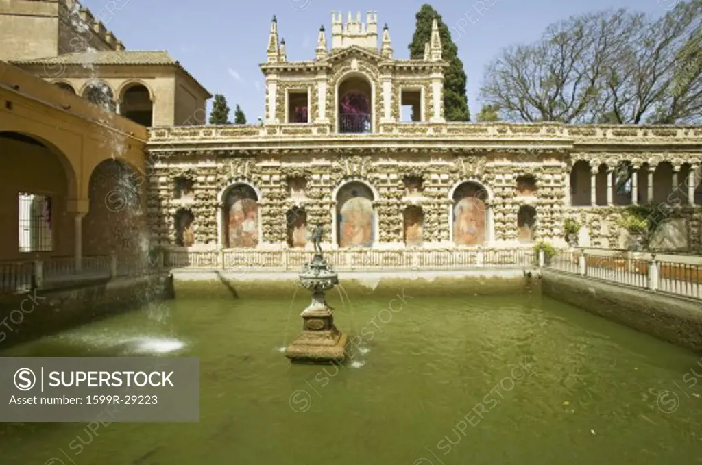 View of Real Alcazar's Galeria de Grutesco, the Royal Palace, Sevilla, Spain, dating back to the 9th century