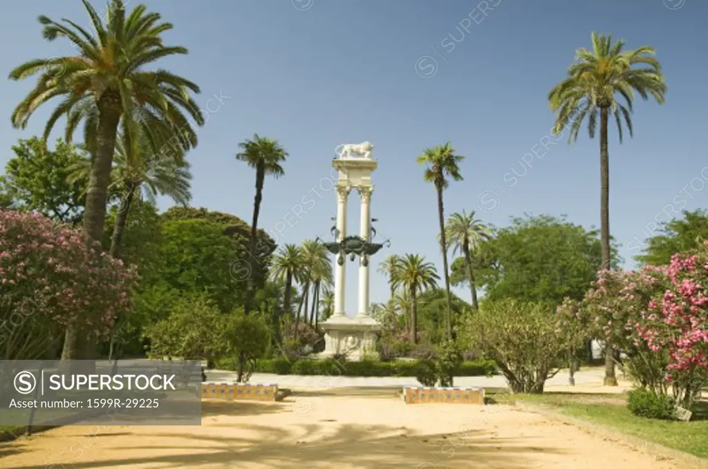 Columbus' monument - Monumento a Colón, a tribute to Christopher Columbus the Discover of the New World, commissioned in 1911 by King Alfonso XIII in Sevilla, Spain