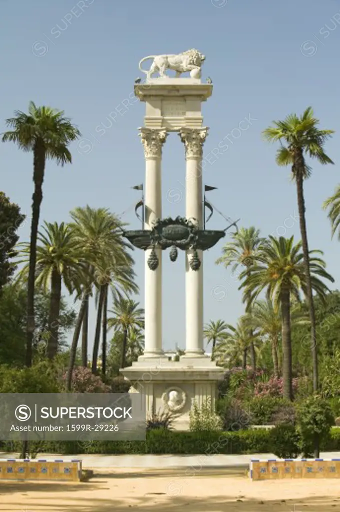 Columbus' monument - Monumento a Colón, a tribute to Christopher Columbus the Discover of the New World, commissioned in 1911 by King Alfonso XIII in Sevilla, Spain