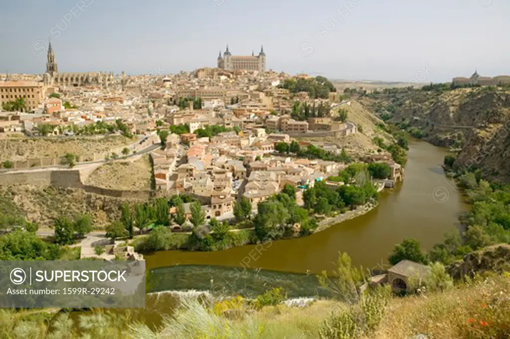 View overlooking the Tagus River and Toledo, Spain