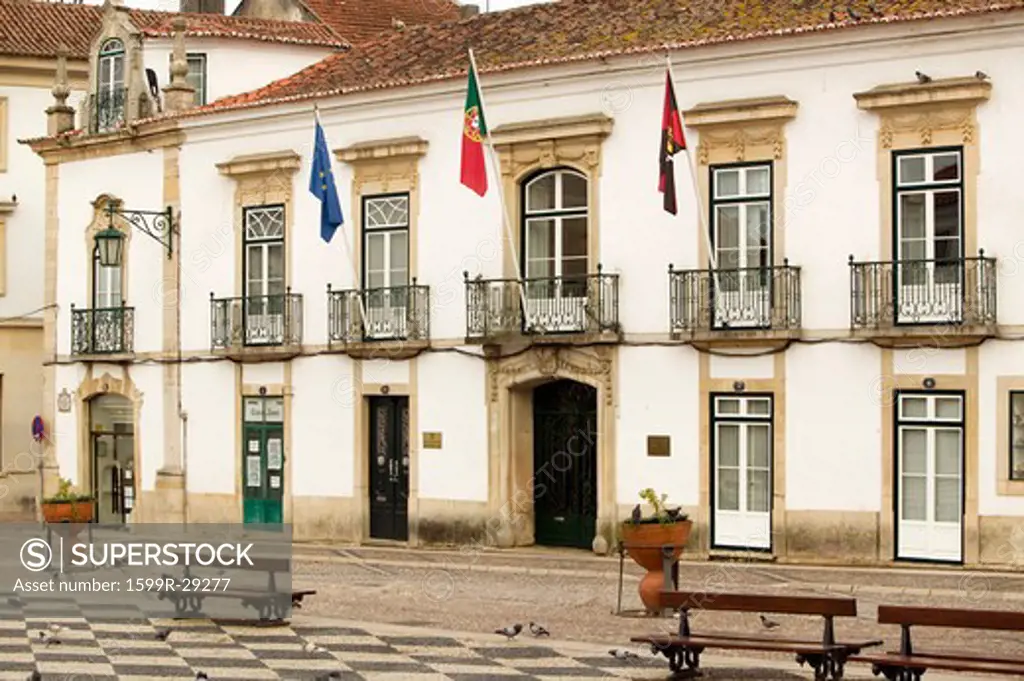 Center of the medieval village of Tomar, Portugal, the town where the Knights of Templar founded the Castle of Tomar
