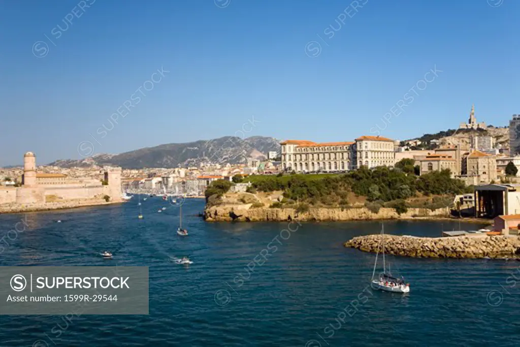 The old port of third largest city in France, Marseille, Provence, France on the Mediterranean Sea