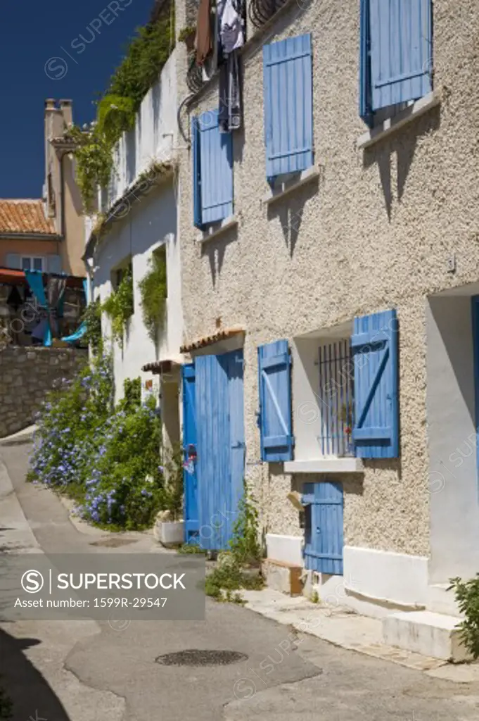 Blue shutters in Marseille, Provence, France on the Mediterranean Sea