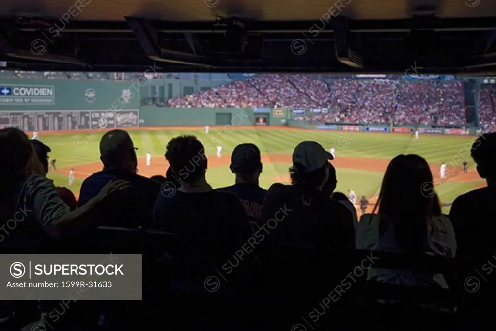Silhouette of crowd watches baseball game at historic Fenway Park, Boston Red Sox, Boston, Ma., USA, May 20, 2010, Red Sox versus Minnesota Twins, attendance, 38,144, Red Sox win 6 to 2