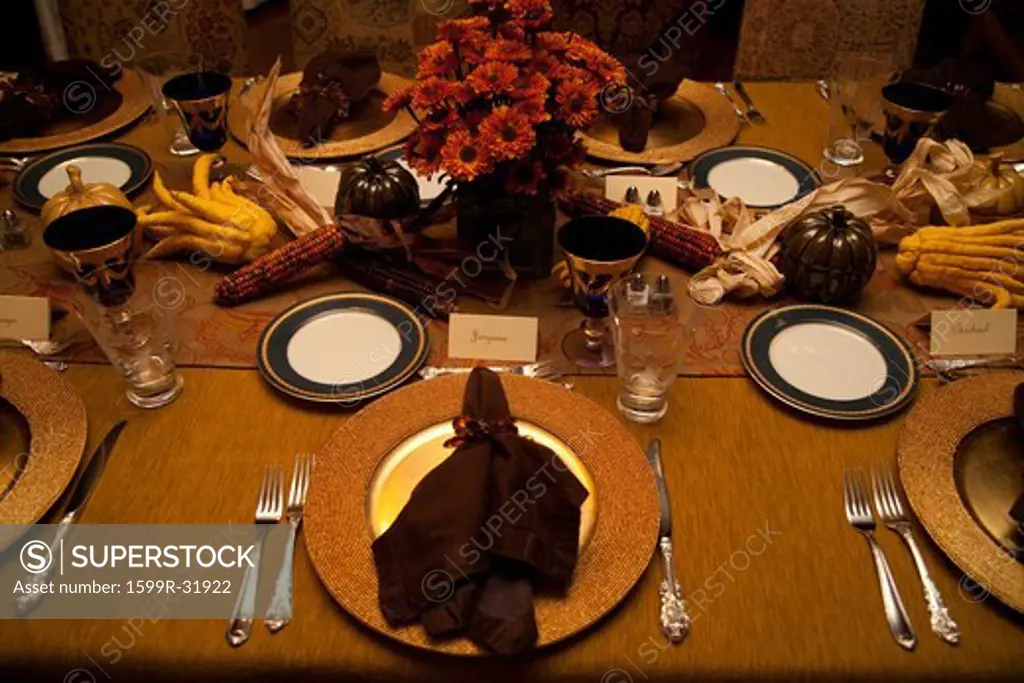 Thanksgiving dinner setting, Ojai, California