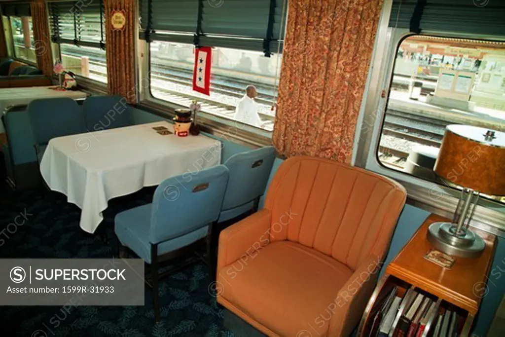Dining car of Pearl Harbor Day Troop train reenactment from Los Angeles Union Station to San Diego