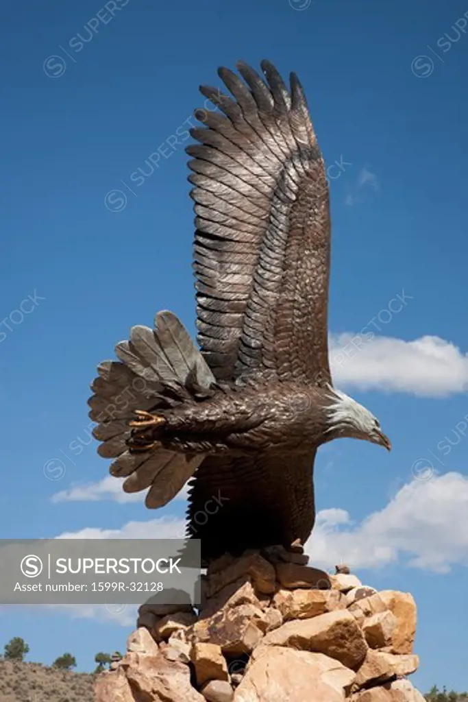 Sculptor of flying Bald Eagle, Dennis Weaver Memorial Park, Ridgeway, CO