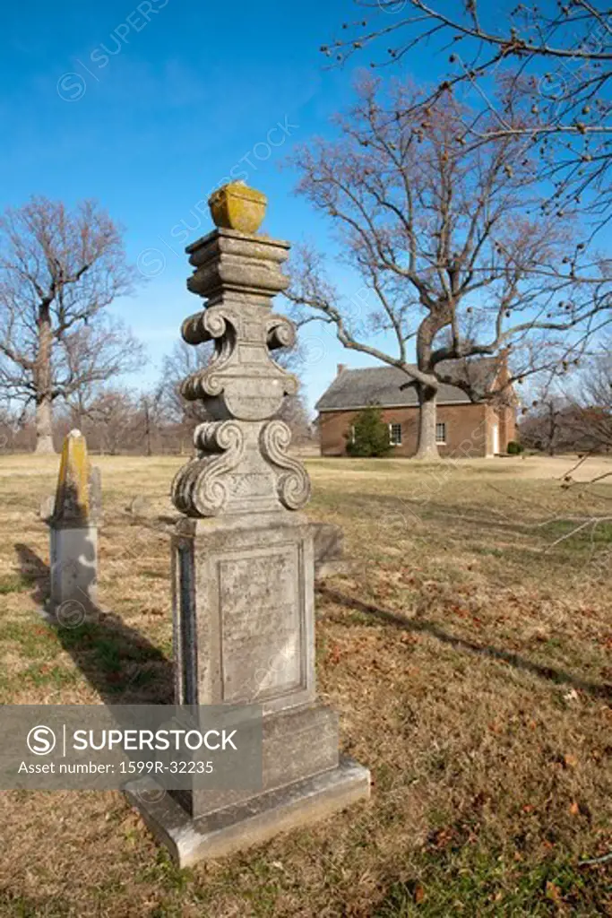 Tombstone at The Hermitage Church, built in 1824, The Hermitage, President Andrew Jackson Mansion and Home, Nashville, Davidson County, Tennessee, USA