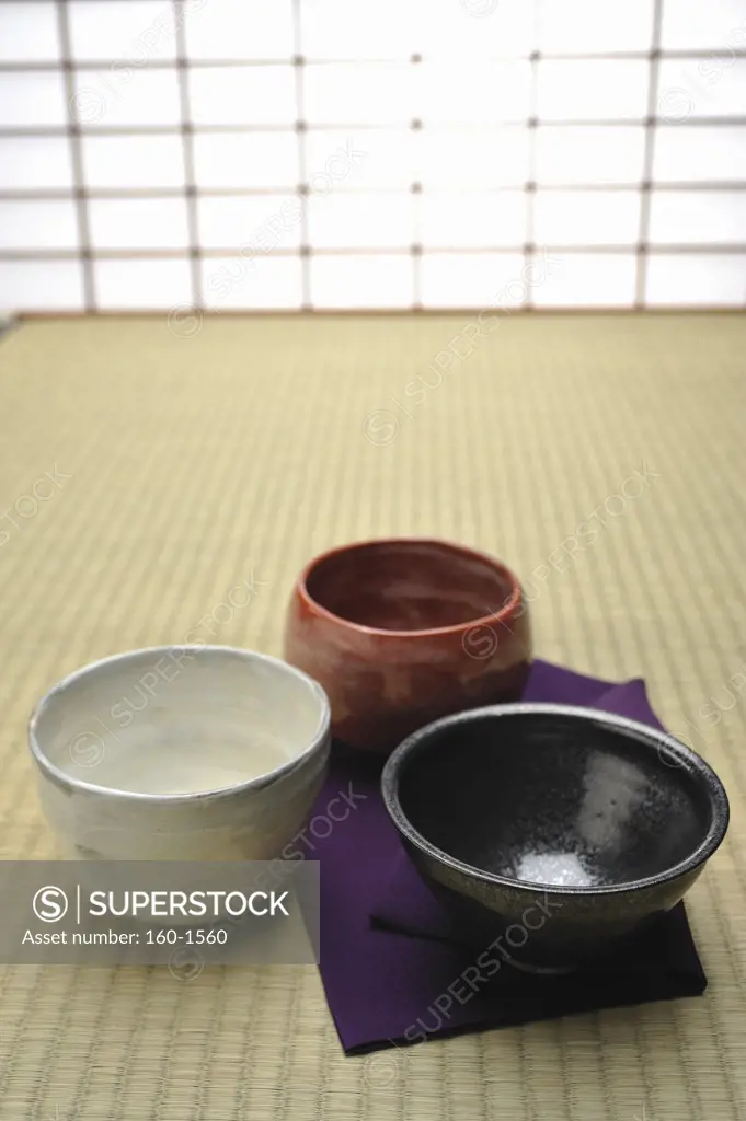 Close-up of Japanese bowls