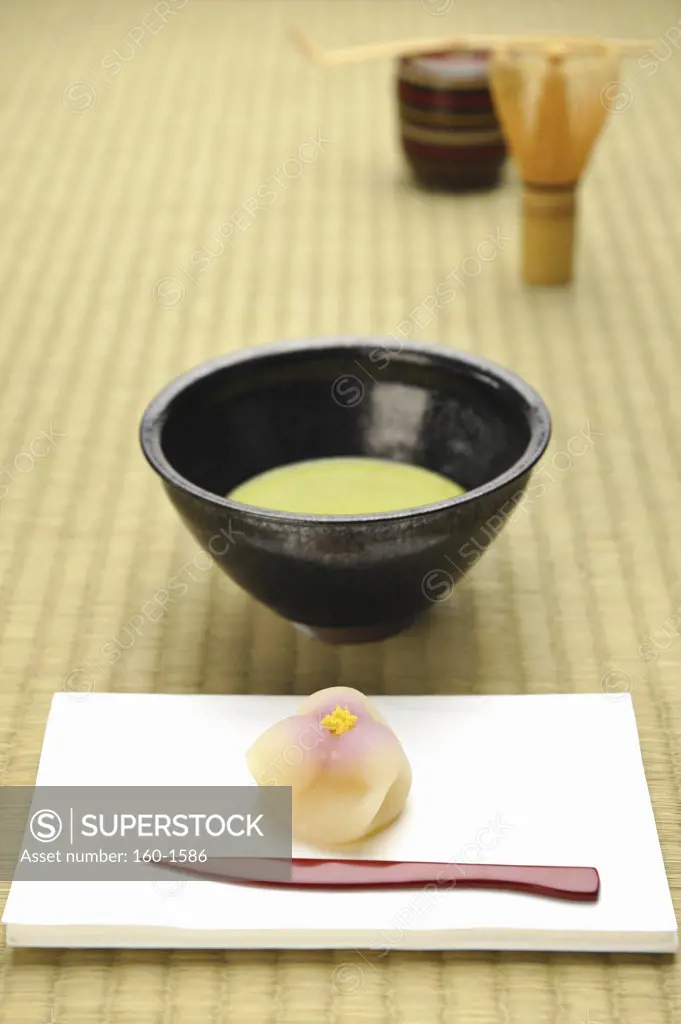 Nerikiri the traditional Japanese sweet with Japanese tea cup