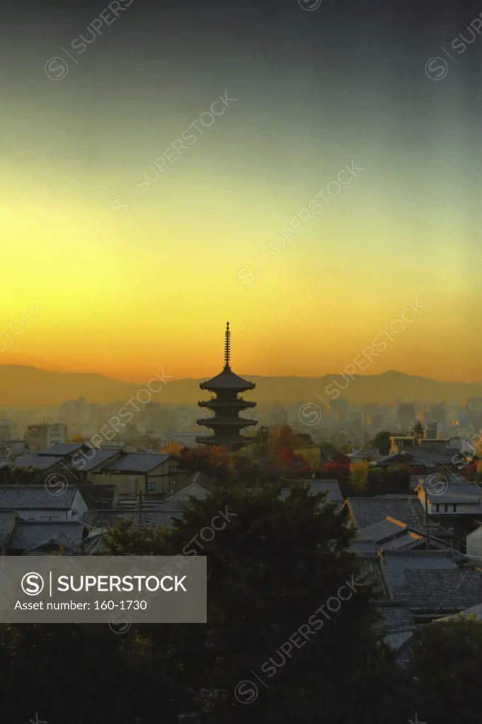 Five-storied pagoda in a city, Toji Temple, Kyoto City, Kyoto Prefecture, Japan