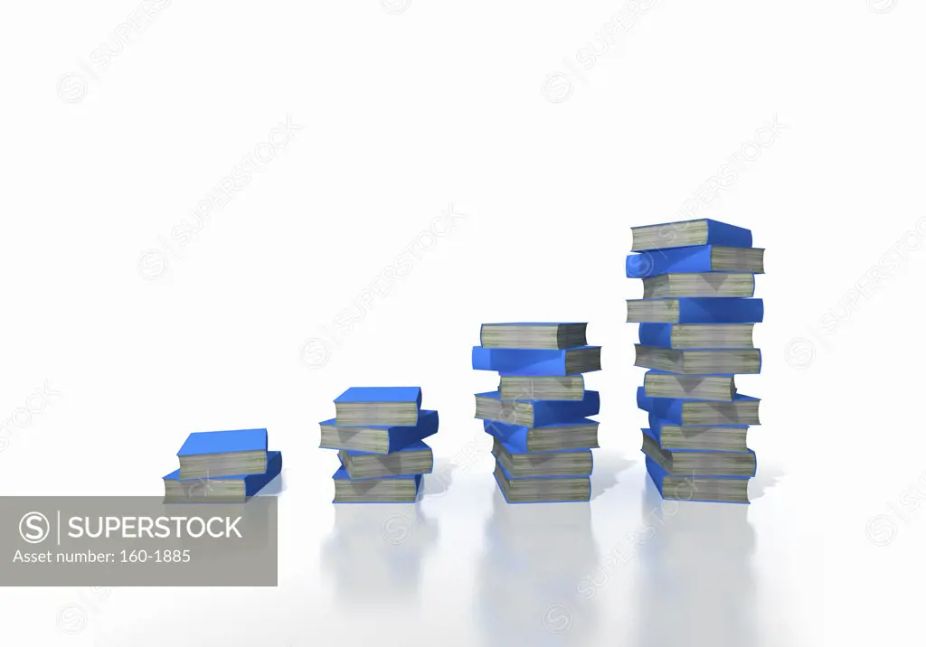 Stacks of books, digitally generated image