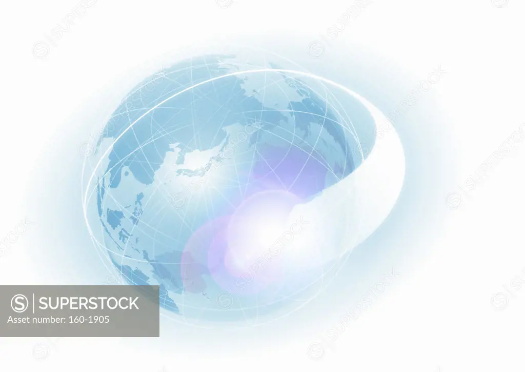 Glowing globe, digitally generated image