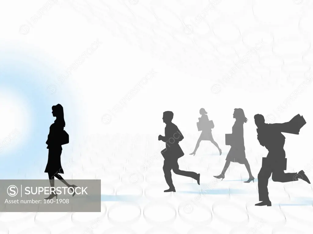 Business people running, digitally generated image