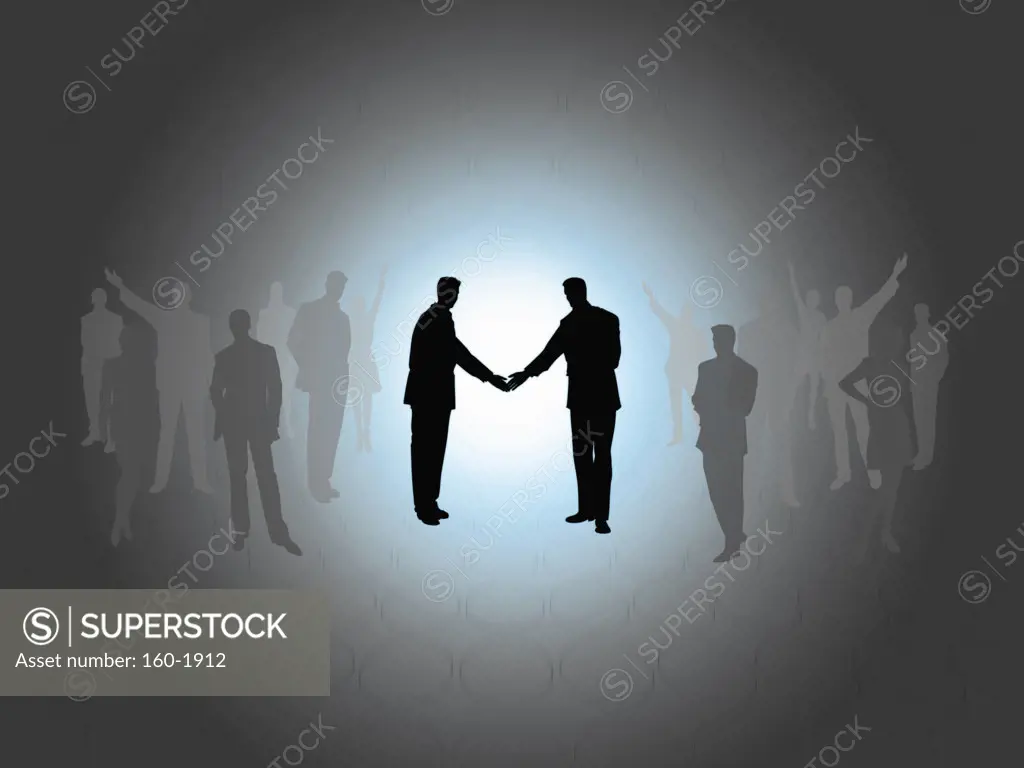 Business people shaking hands, digitally generated image