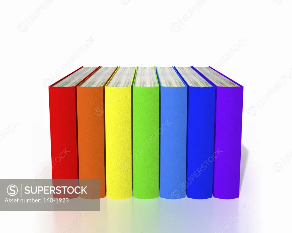 Row of colorful books, digitally generated image