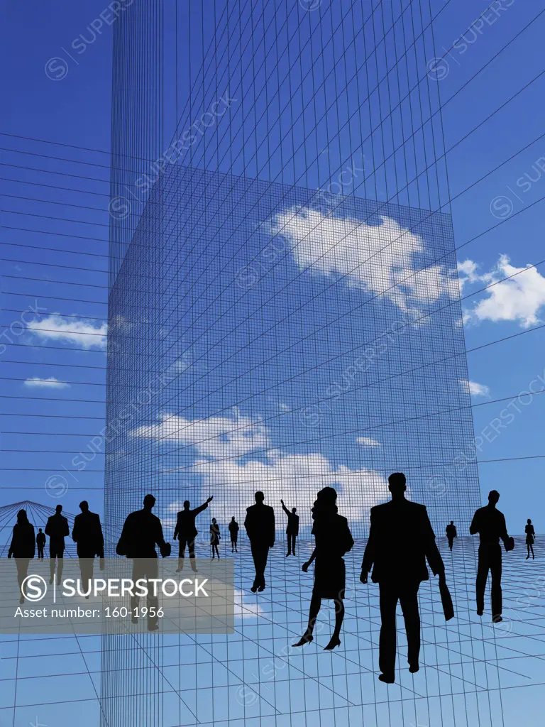 Silhouette of Office Workers, digital composite