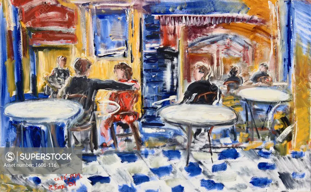 Cafe, P.M., 2001, Richard H. Fox (b.1960/American), Oil on Canvas