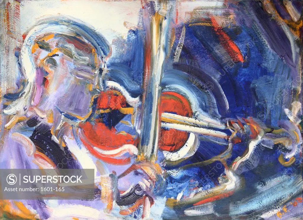 Blue Violinist, 2002, Richard H. Fox (b.1960/American), Oil on Canvas