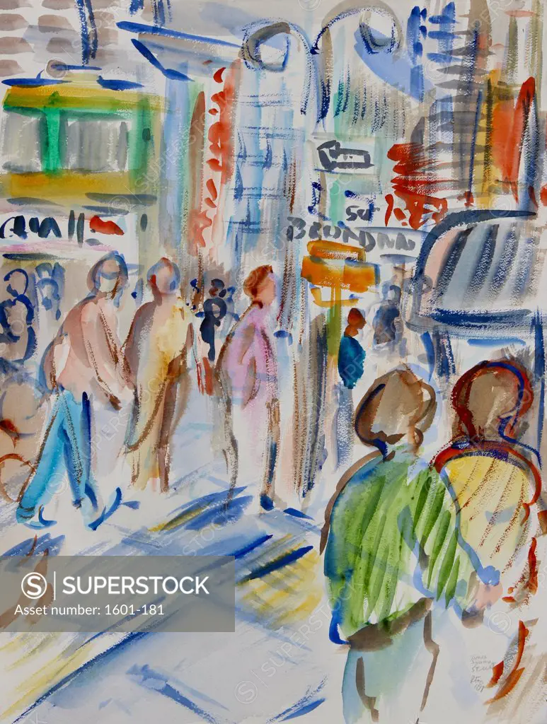 The Street, 2002, Richard H. Fox (b.1960/American), Watercolor on Paper