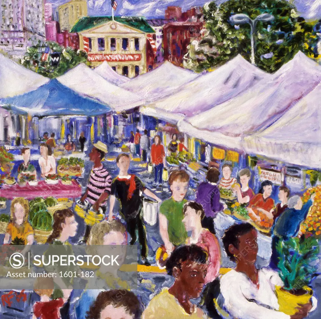 Market Day, 2005, Richard H. Fox (b.1960/American), Oil on Canvas
