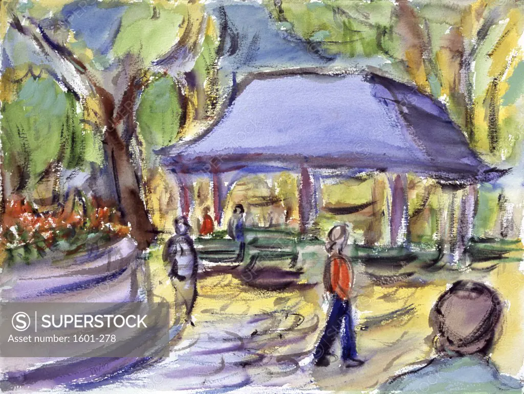 Pavilion In The Park, Watercolor painting by Richard H. Fox