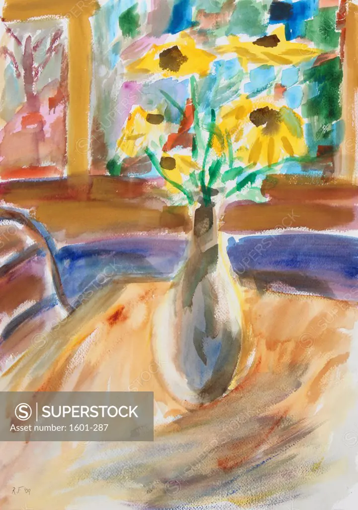Vase on a Table,  by Richard H. Fox,  watercolour on paper,  Born 1960,  2009