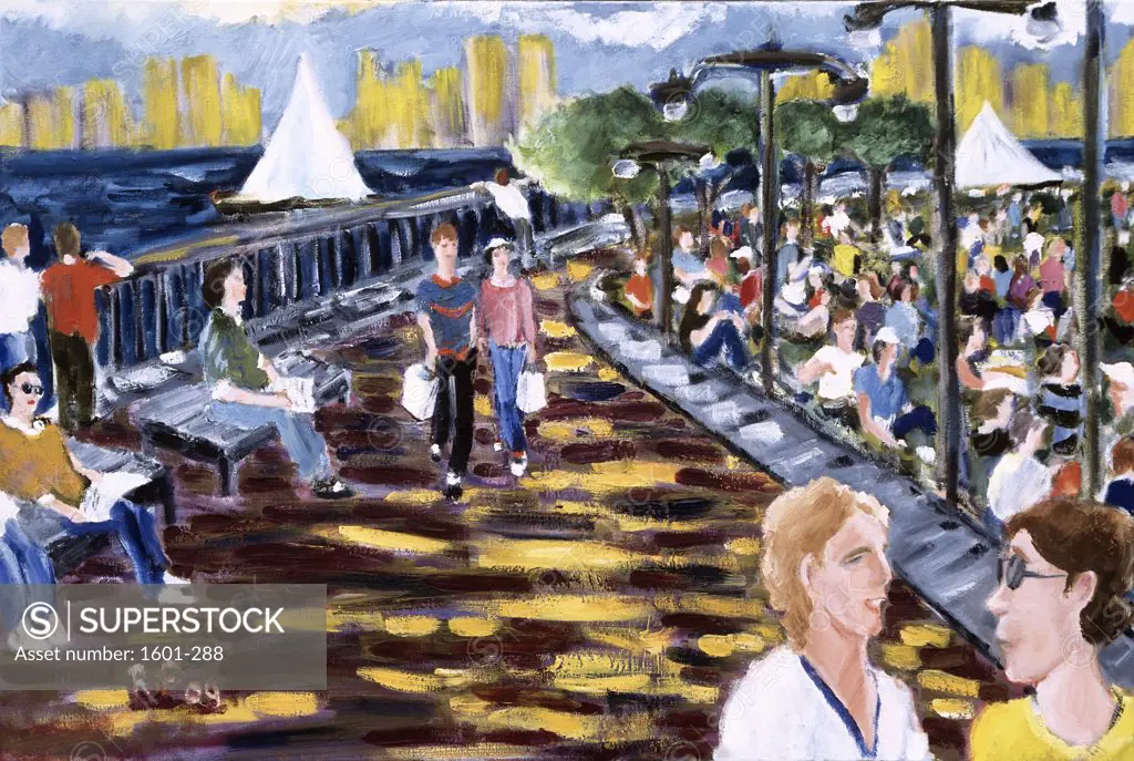 Holiday,  Hudson River Park,  by Richard H. Fox,  oil on canvas,  Born 1960,  2009