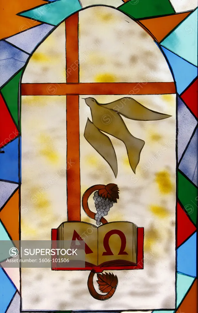 Togo, Togoville, Stained glass : christian symbols