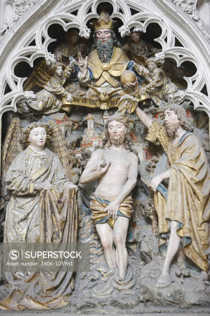 France, Somme, Amiens, Amiens cathedral.  Christ's baptism