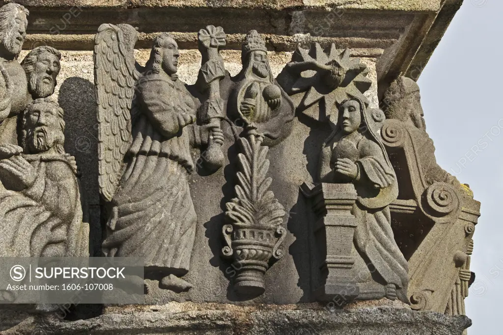 France, Brittany, Finistre, Guimiliau, parish enclosure, calvary