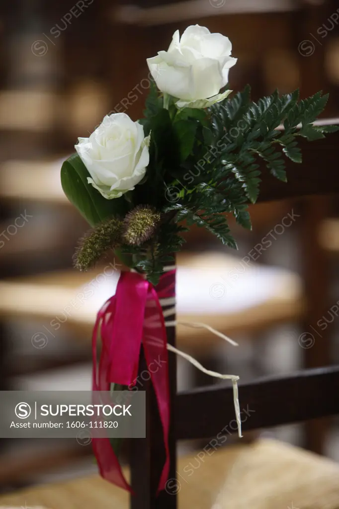 France, Paris, Paris, France Saint-Etienne-du-Mont church Wedding flowers