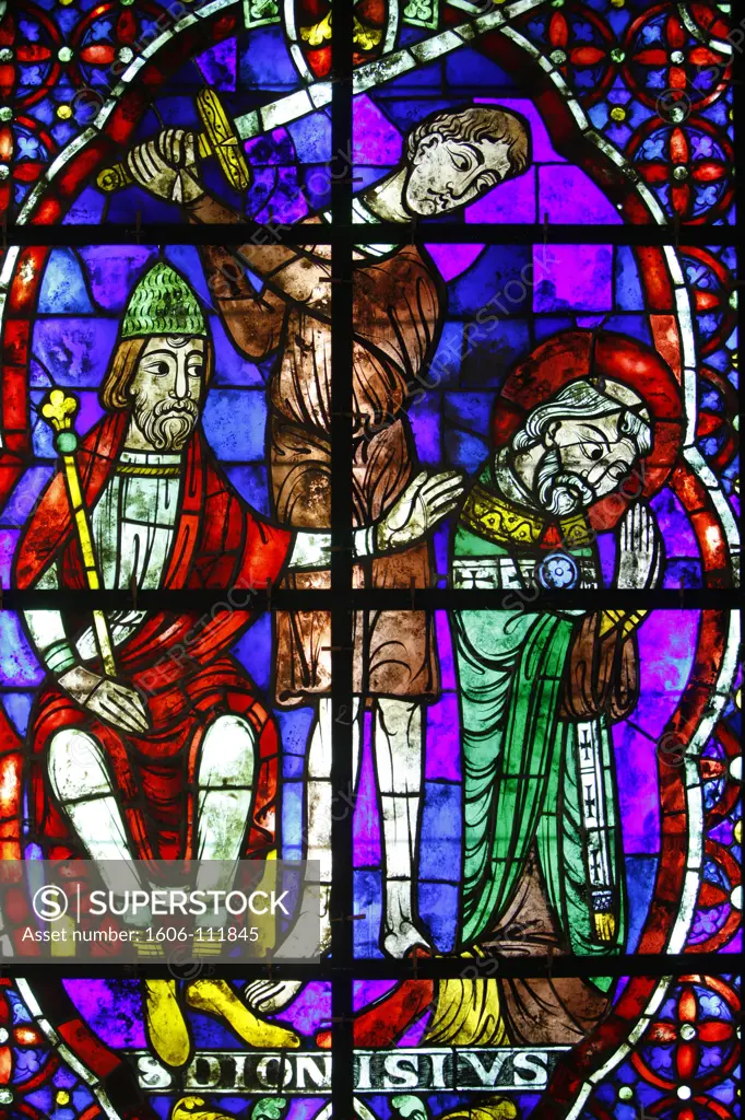 France, Eure-et-Loir, Chartres, Centre International du Vitrail de Chartres. Saint Denis  is a Christian martyr and saint. In the third century, he was Bishop of Paris.