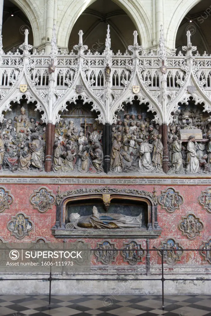 France, Somme, Amiens, Amiens cathedral chancel. Adrien Hnencourt statue