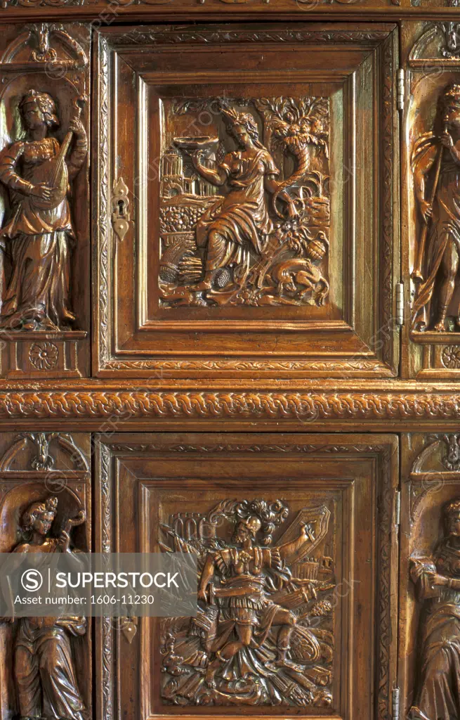 France, Centre, Indre-et-Loire, Azay-le-Rideau castle, indoors, detail