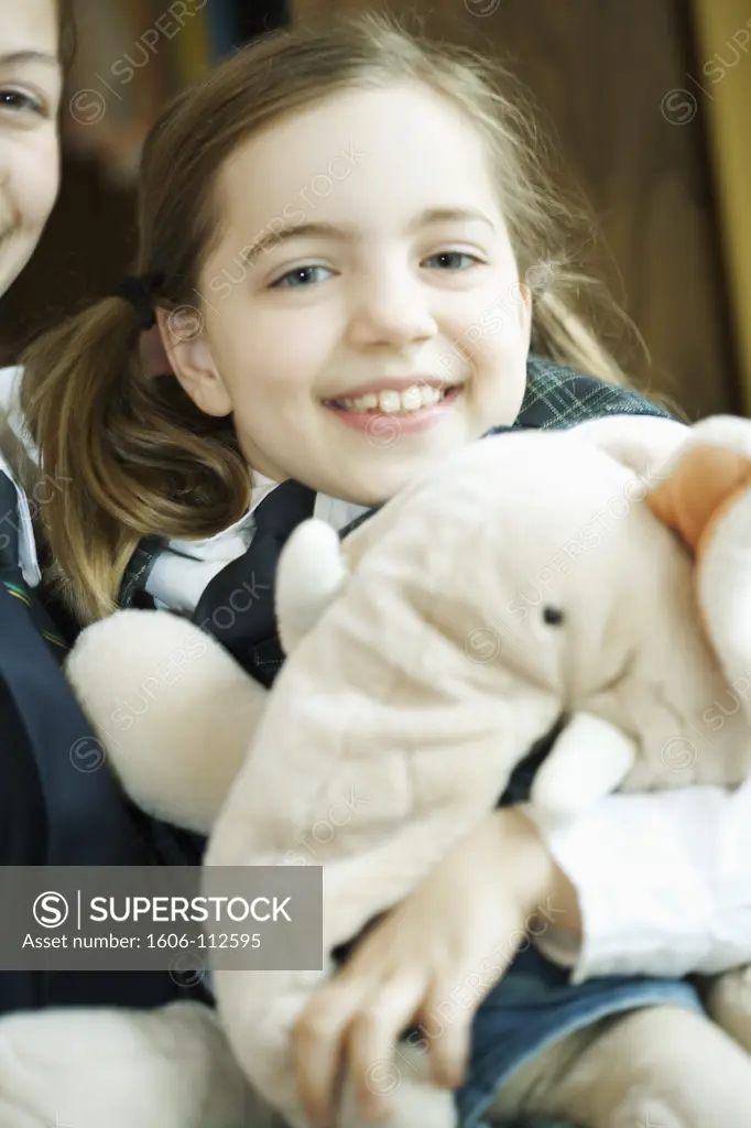 Canada, Qubec, Montreal, private school, girl with stuffed animal