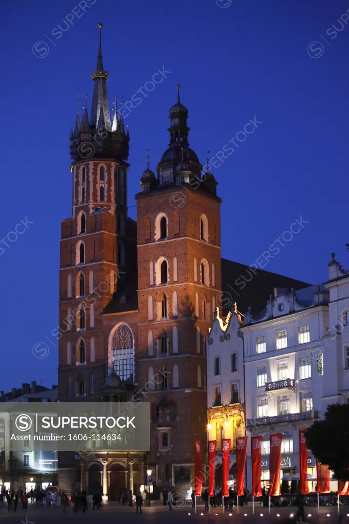 Poland, Krakow, Main Market Square, St Mary's  Church