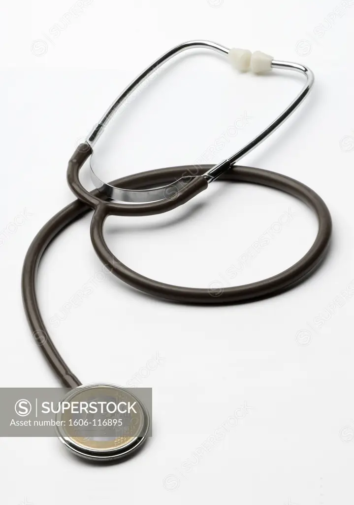 Stethoscope and 1 euro coin