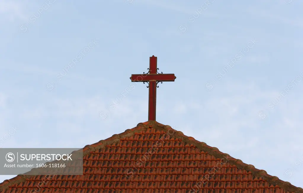 Israel, Nazareth, Carmelite cross on rooftop